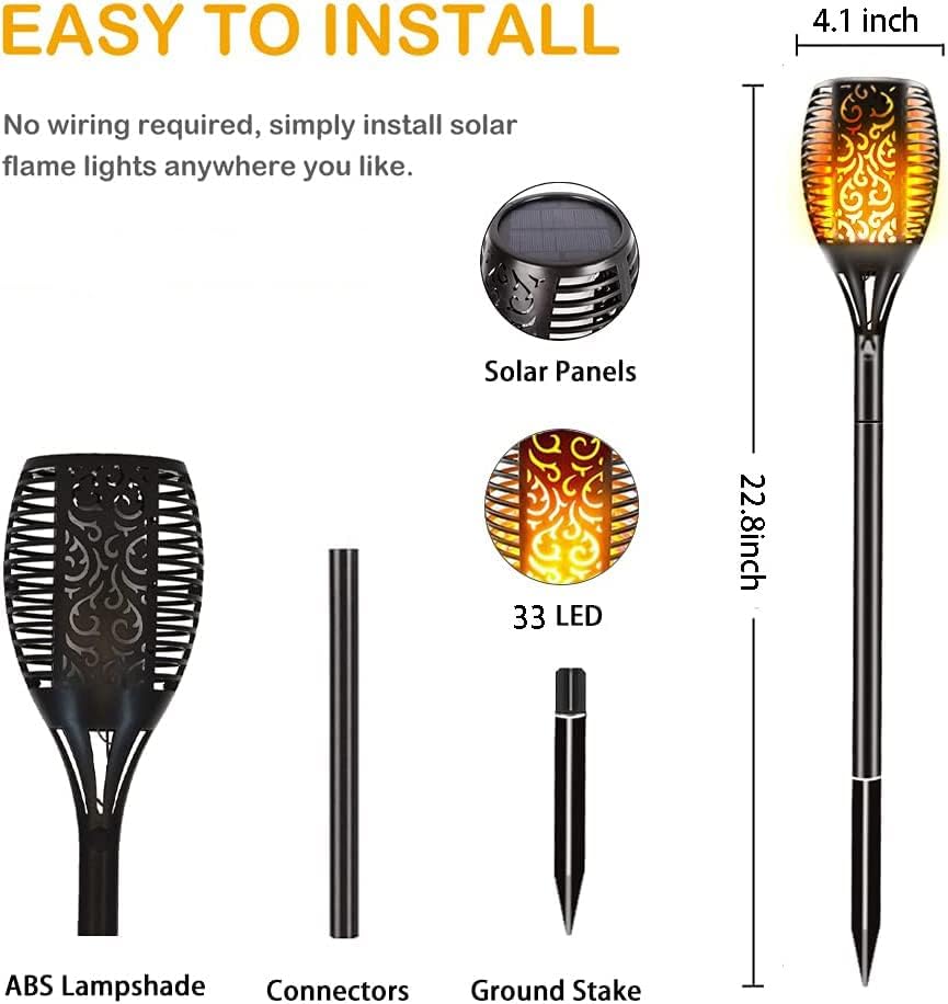 Solar Flame Lights for Outdoor – Flickering Flame Garden Lights, Waterproof Solar