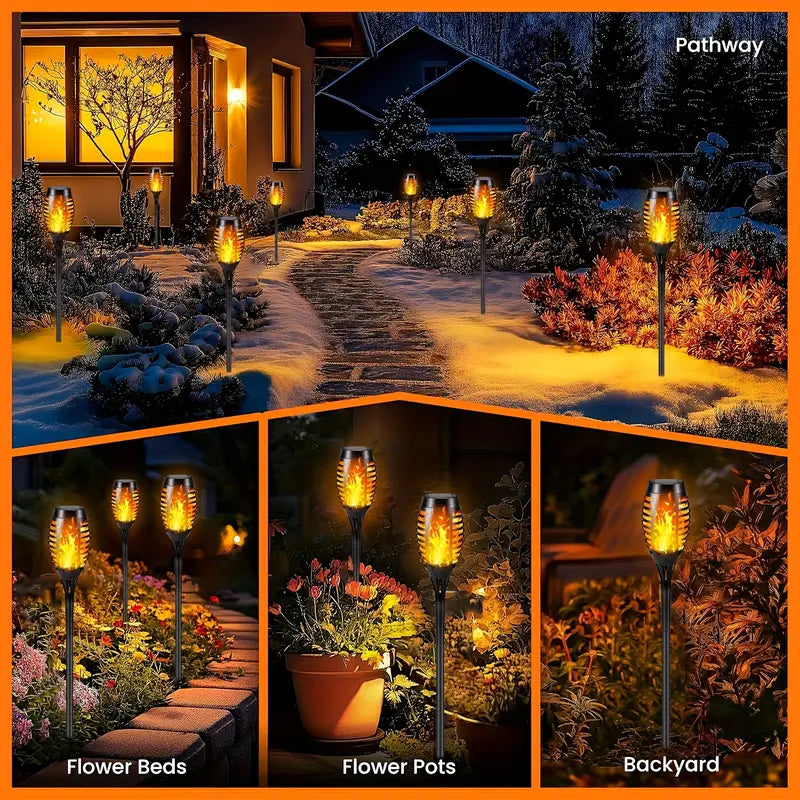 Solar Flame Lights for Outdoor – Flickering Flame Garden Lights, Waterproof Solar